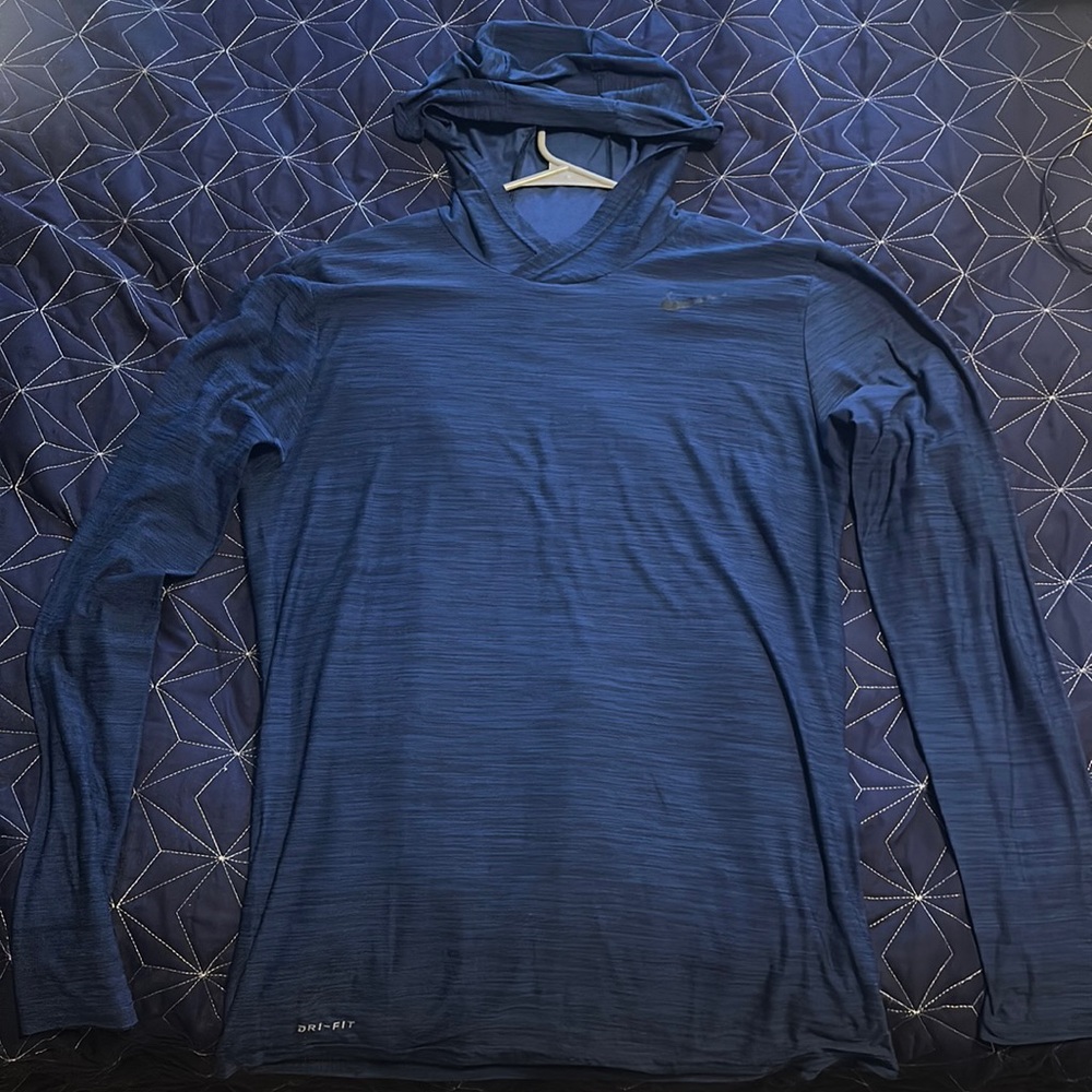 Nike Dri Fit Medium Polyester Blue/Black Hoodie